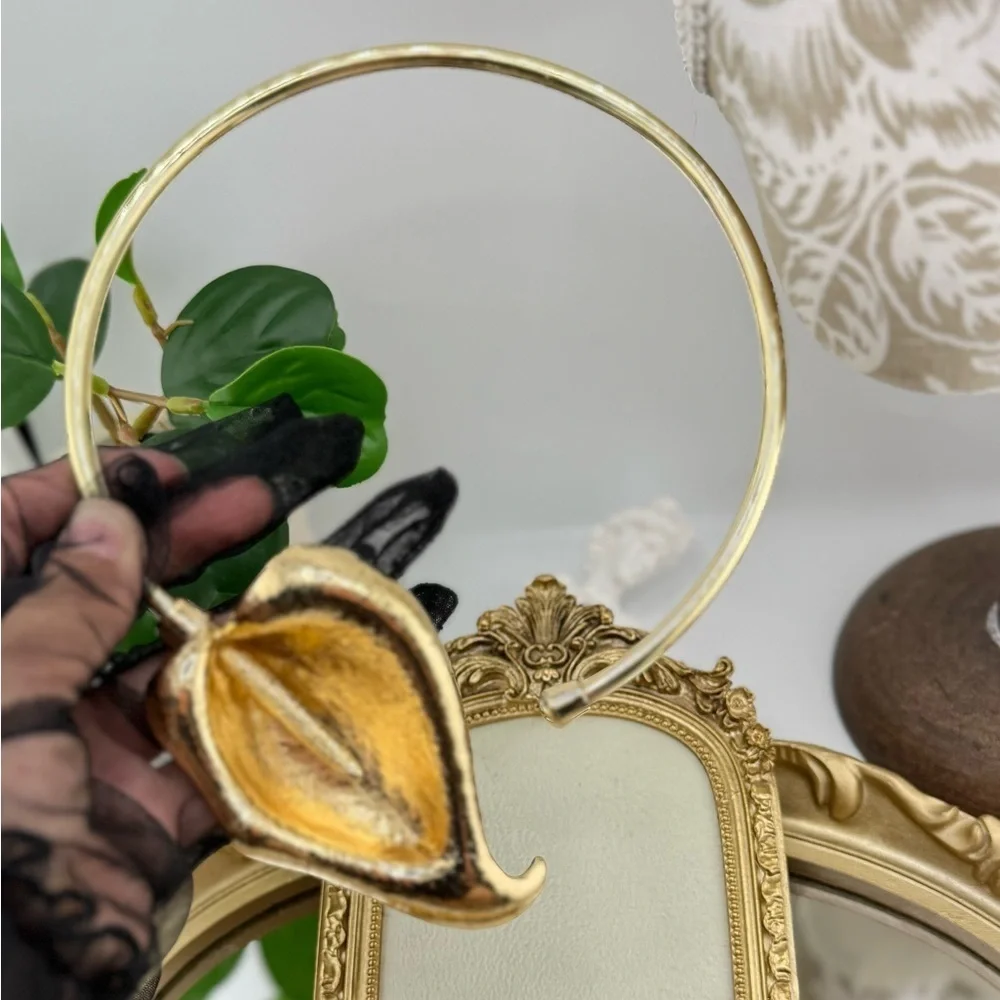 Zara Statement Gold Calla Lily Choker Necklace